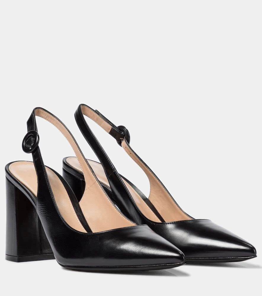 Women's Pointed Toe Block Heel Pumps Slingback Chunky Heel Slip On Work Party Dress Shoes
