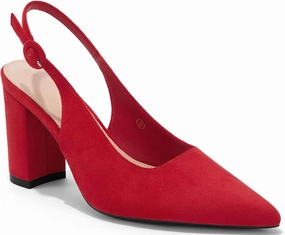 Women's Pointed Toe Block Heel Pumps Slingback Chunky Heel Slip On Work Party Dress Shoes