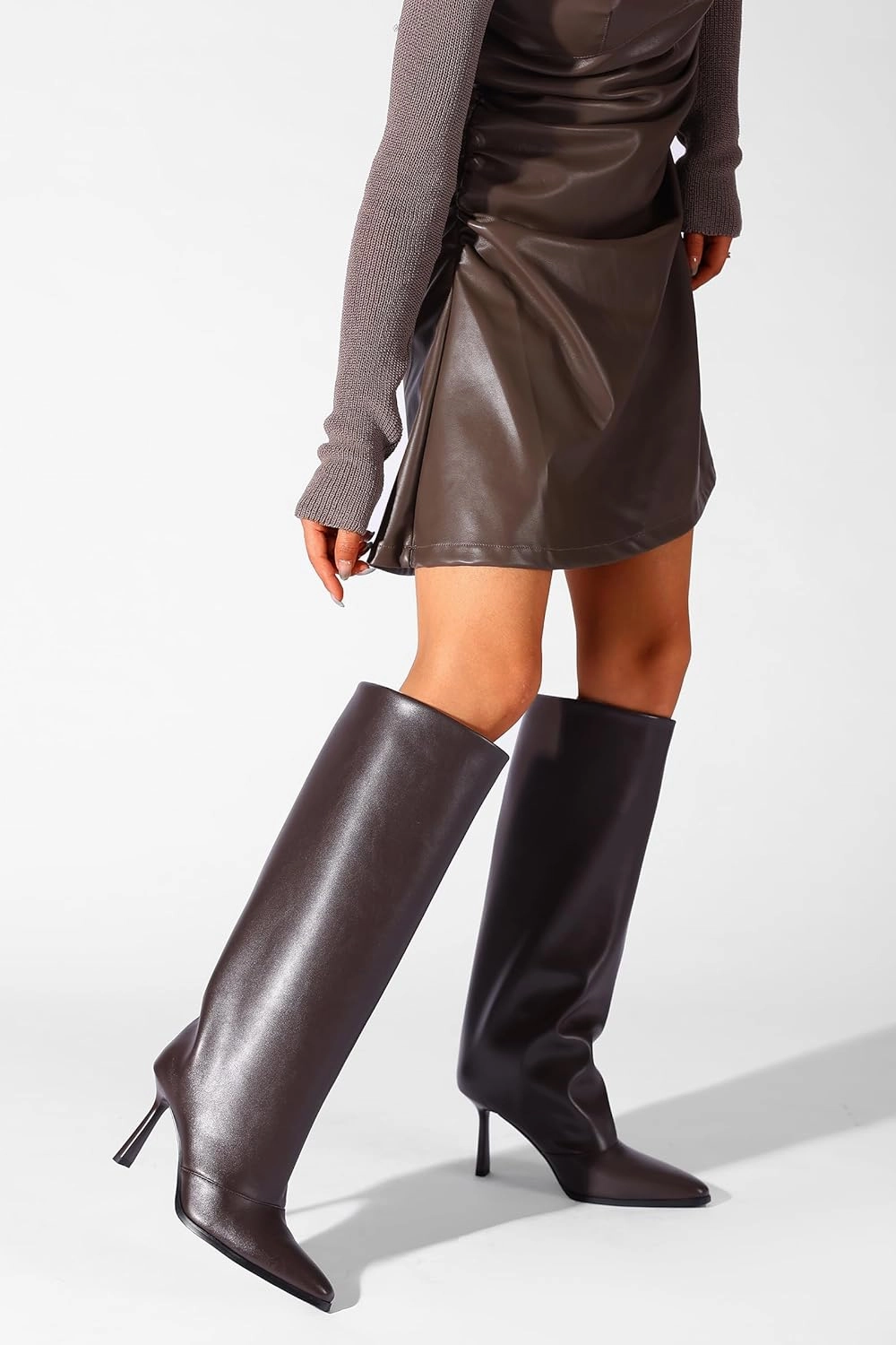 Women's Pointed Toe Knee High Boots Stiletto Heel Fashion Dressy High Heels Long Boots