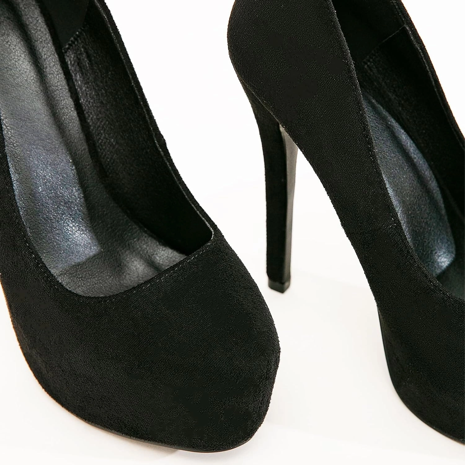 Women's Suede Stiletto Round Toe Platform Sexy Party Pumps Slip On Fashion 5.43 in Slip On Super High Heel Prom Wedding Dress Shoes