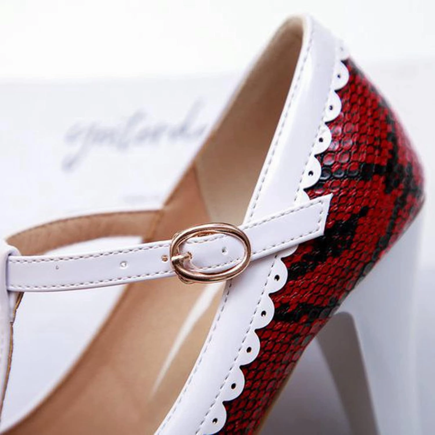Women's T-Strap Mary Jane Shoes Round Toe Adorable Bows Buckle High Cone Heel Printed Dress Pumps