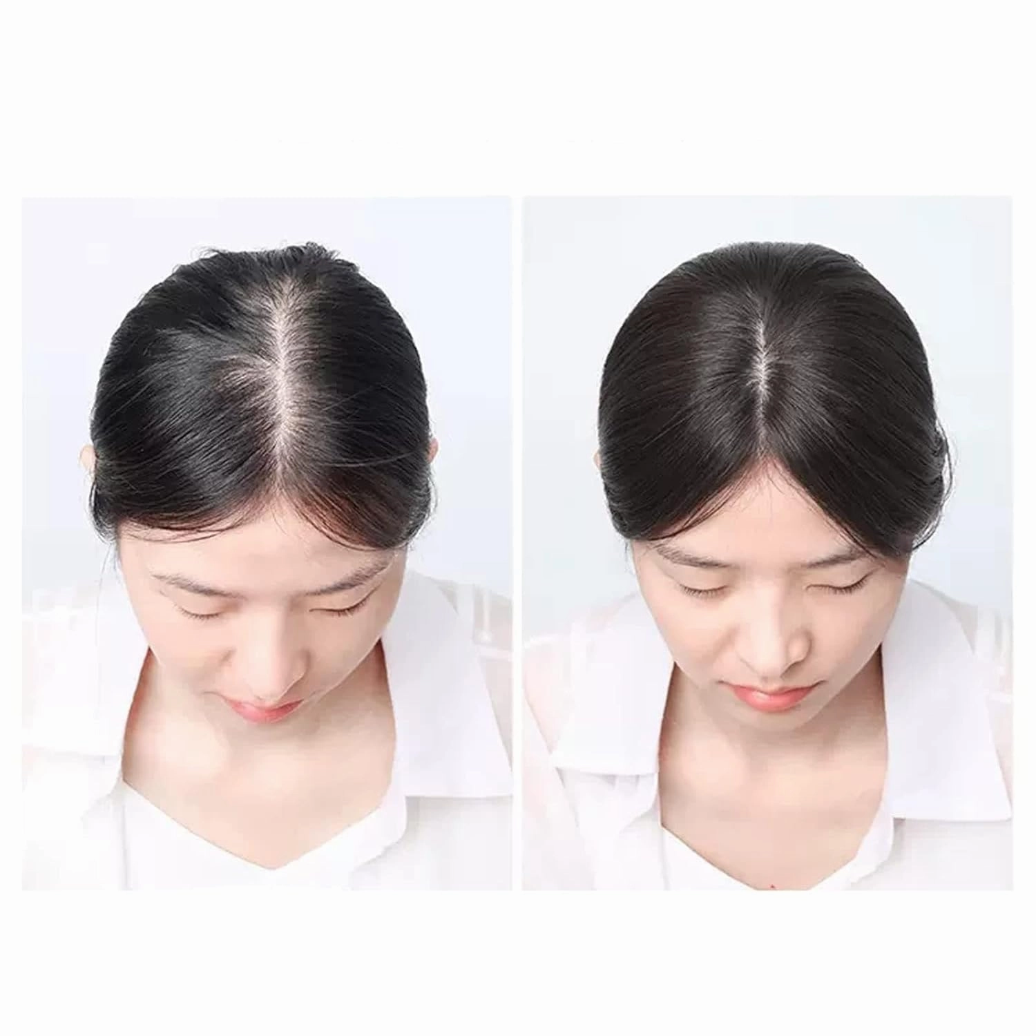 Women's Wig Wig Girls Head Patch White Hair Real Hair Thin Fluffy Increase Hair Volume Wig Piece Women's Wigs Hair Piece(05-(7-8) 25CM-black)