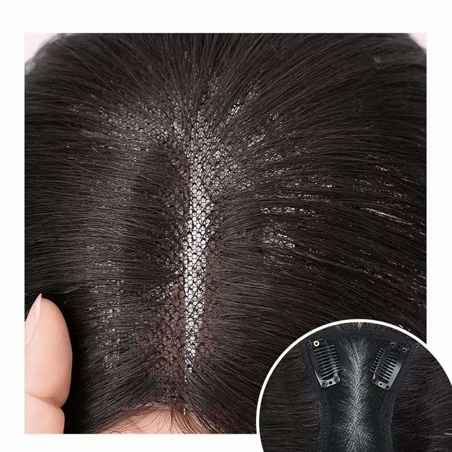 Women's Wig Wig Piece Female Head of Hair Patch Piece Cover White Hair Real Hair Real Hair Fluffy Increase Hair Volume Wig Piece Women's Wigs Hair Piece(07-(7x8) 30CM black)