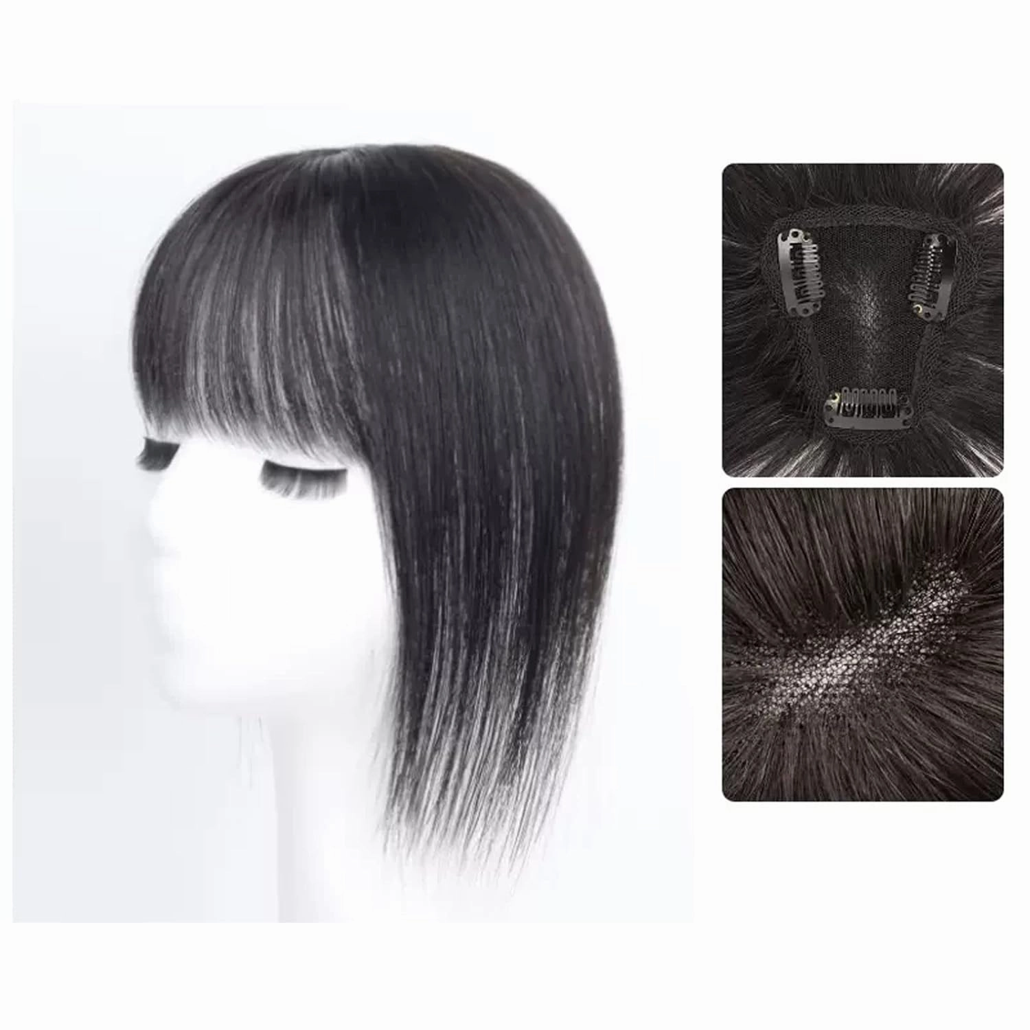 Women's Wig Wig Piece Female Head of Hair Patch Piece Cover White Hair Real Hair Real Hair Fluffy Increase Hair Volume Wig Piece Women's Wigs Hair Piece(07-(7x8) 30CM black)