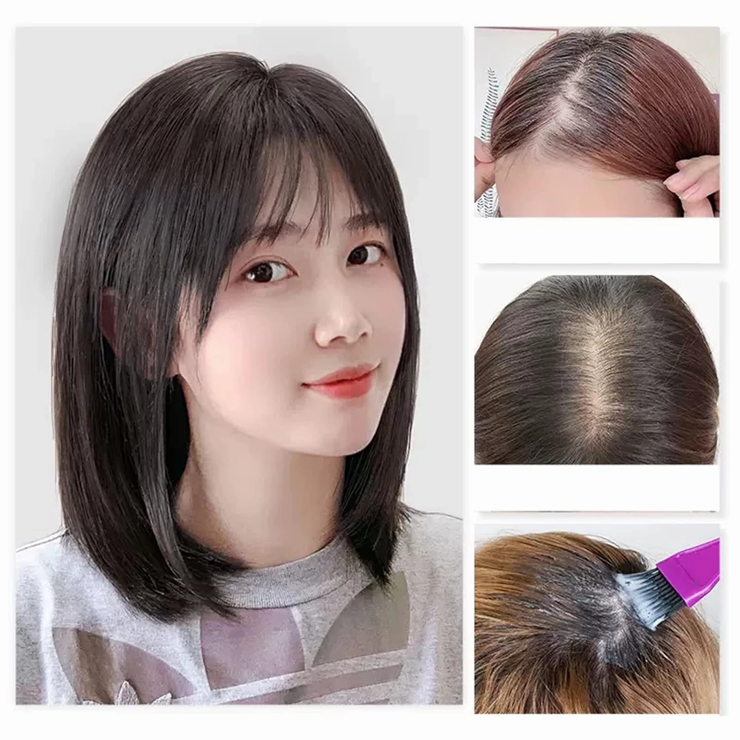 Women's Wig Wig Piece Real Hair to Cover Gray Hair Thin Head of Hair Patch Piece Real Hair Fluffy Increase Hair Volume Fake Bangs Women's Wigs Hair Piece(07-(12-13) 30CM-black)
