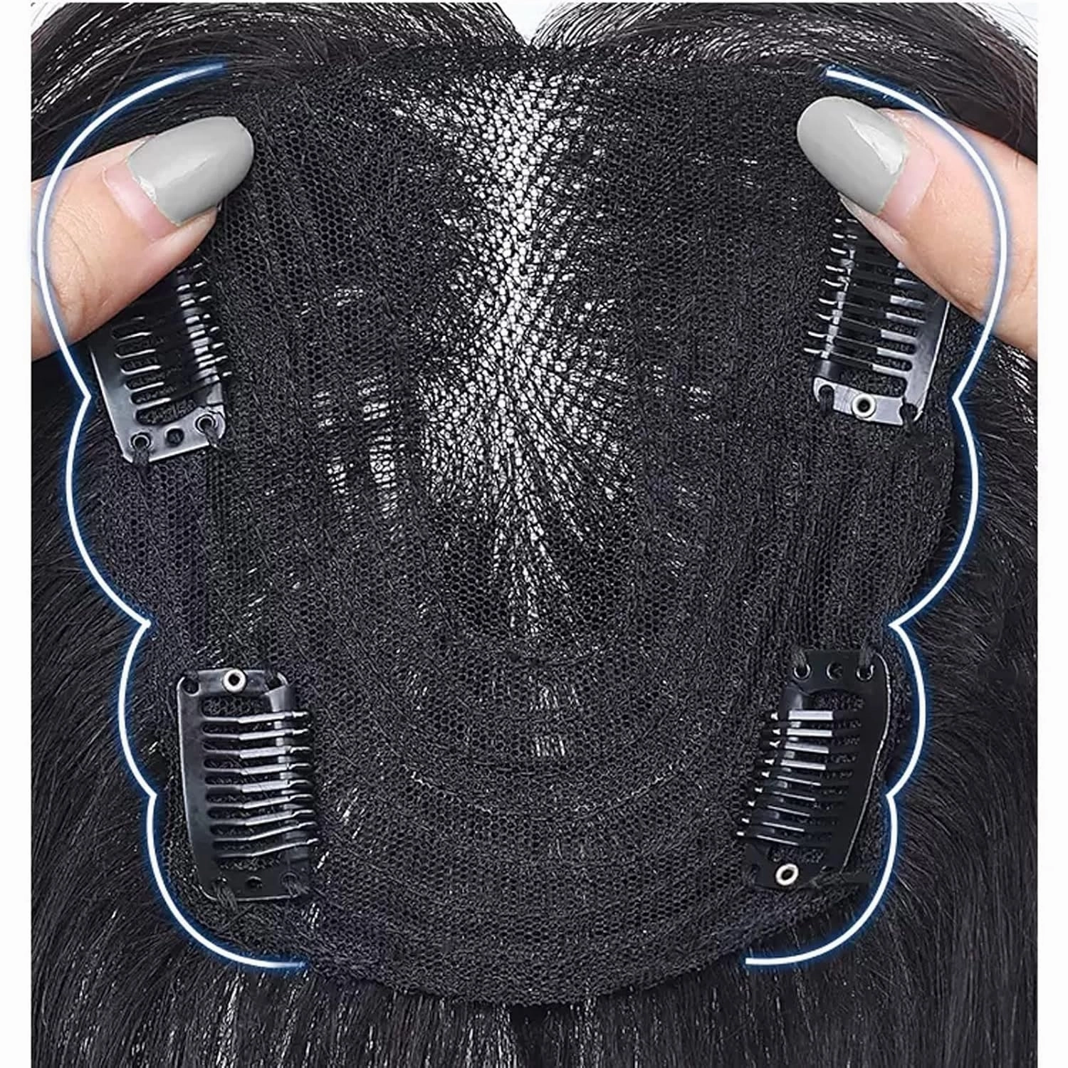 Women's Wig Wig Piece Real Hair to Cover Gray Hair Thin Head of Hair Patch Piece Real Hair Fluffy Increase Hair Volume Fake Bangs Women's Wigs Hair Piece(07-(12-13) 30CM-black)