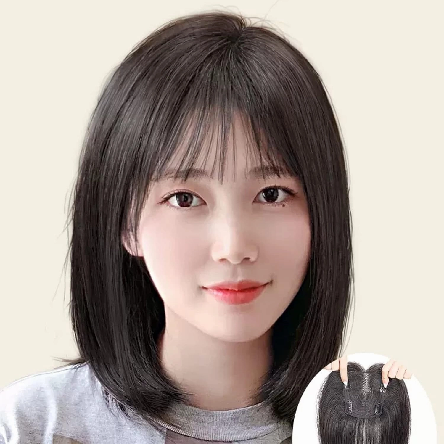Women's Wig Wig Piece Real Hair to Cover Gray Hair Thin Head of Hair Patch Piece Real Hair Fluffy Increase Hair Volume Fake Bangs Women's Wigs Hair Piece(07-(12-13) 30CM-black)