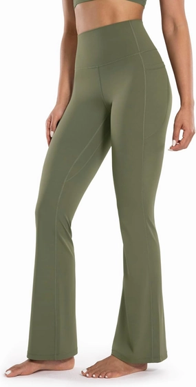 Women's Workout Flare Yoga Pants with Pockets High Waisted Bootcut Leggings Tummy Control 30''