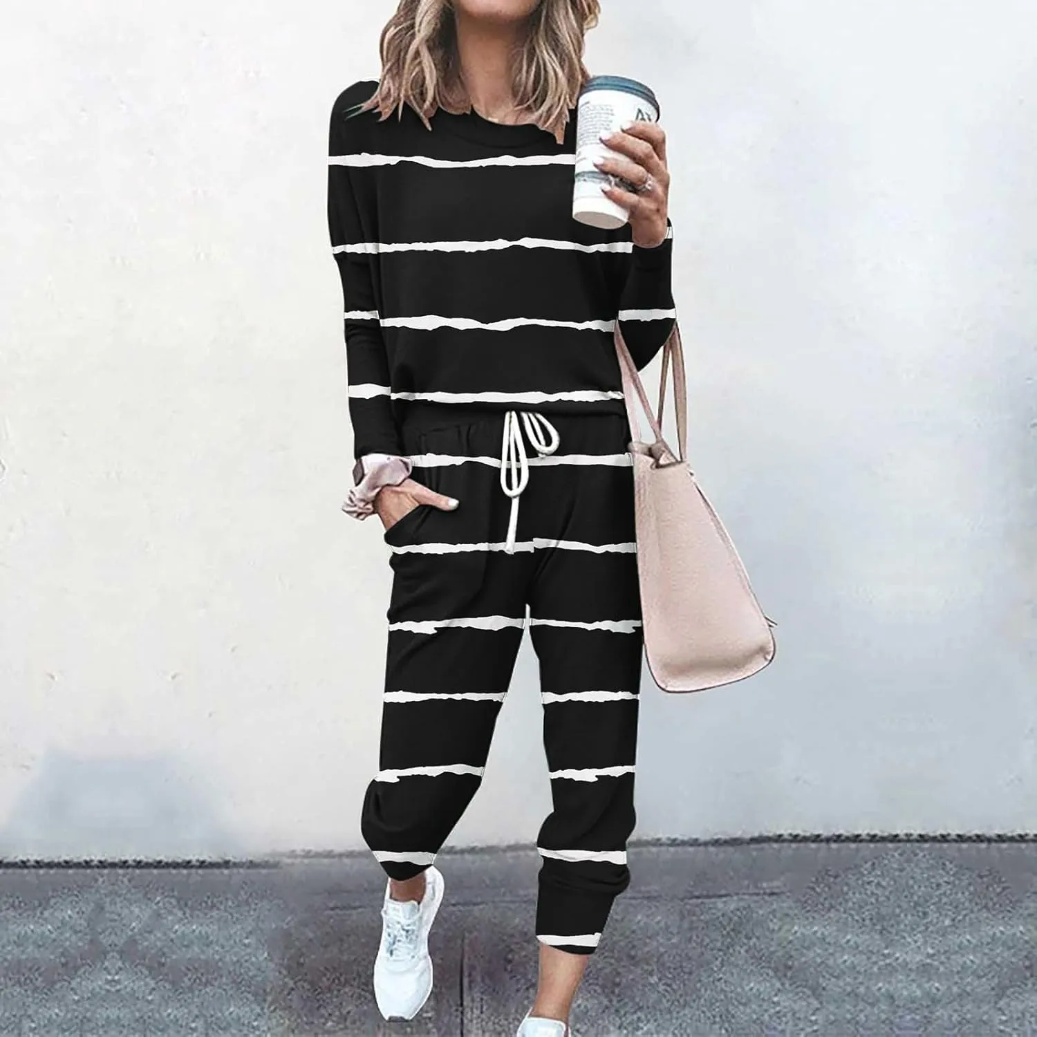 Womens 2 Piece Outfits Sweatsuit Set Oversized Tops and Long Pants Tracksuit Sweatsuits Long Sleeve Hoodie Matching