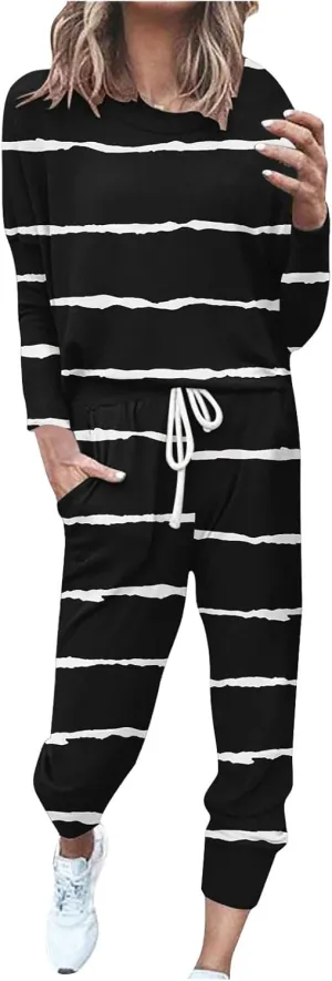 Womens 2 Piece Outfits Sweatsuit Set Oversized Tops and Long Pants Tracksuit Sweatsuits Long Sleeve Hoodie Matching