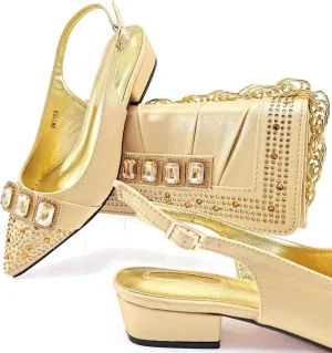 Women’s African Themed Wedding Shoes and Matching Clutch Combo Pointed Toe Comfortable Heels for Bride