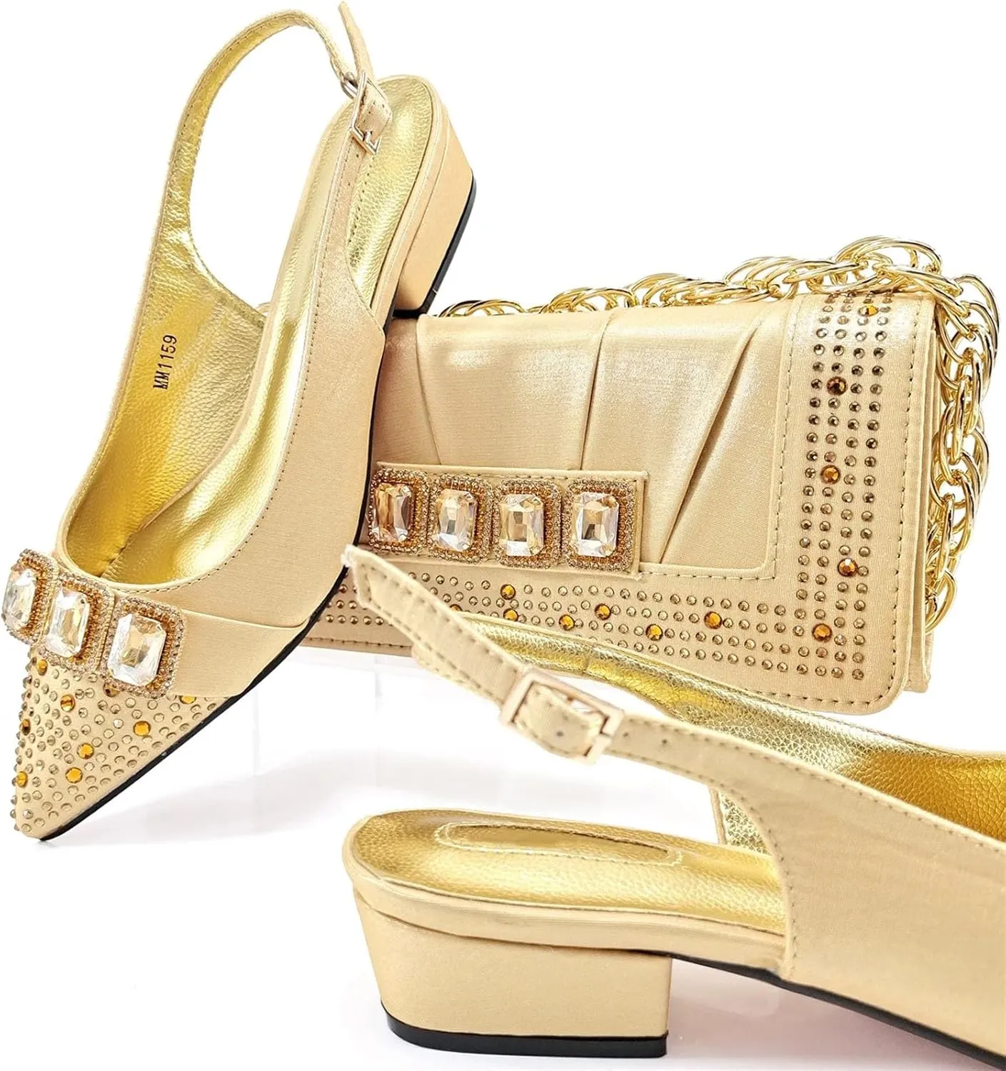 Women’s African Themed Wedding Shoes and Matching Clutch Combo Pointed Toe Comfortable Heels for Bride