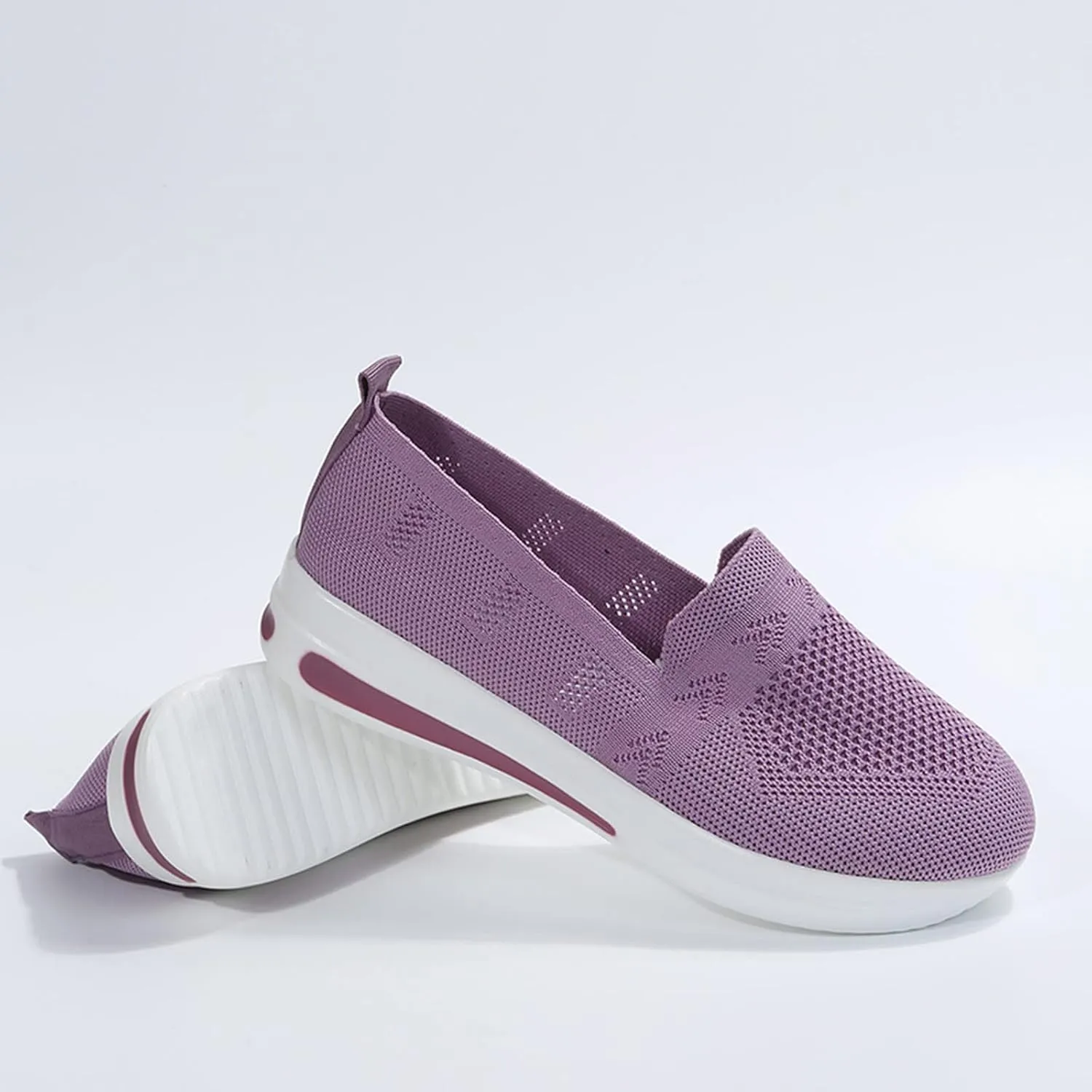Womens Canvas Slip On Shoes Casual Walking Sneakers Lightweight Flat Fashion Comfortable Elastic Loafers Non Slip