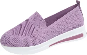 Womens Canvas Slip On Shoes Casual Walking Sneakers Lightweight Flat Fashion Comfortable Elastic Loafers Non Slip
