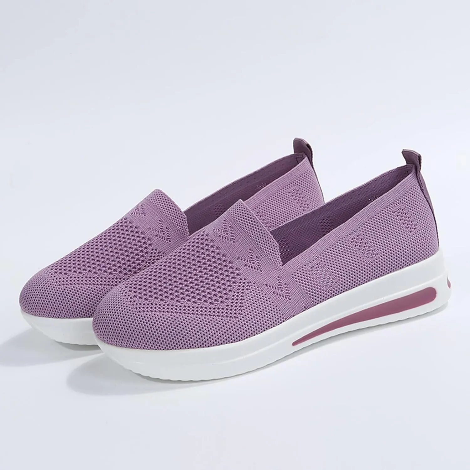 Womens Canvas Slip On Shoes Casual Walking Sneakers Lightweight Flat Fashion Comfortable Elastic Loafers Non Slip