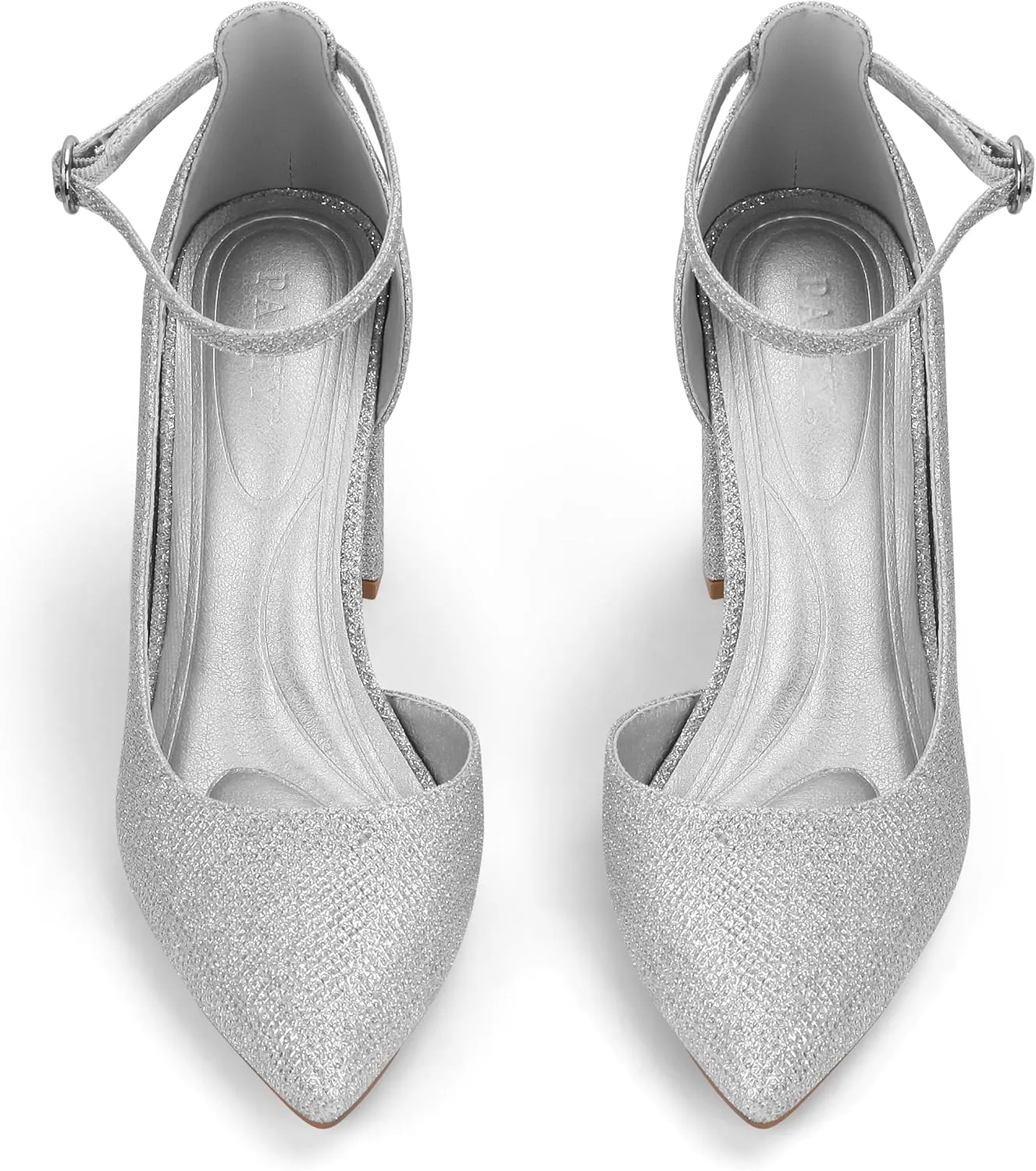 Women's Closed Toe Pumps 3-Inch Chunky Heels Pumps Ankle Strap Dress Wedding Shoes