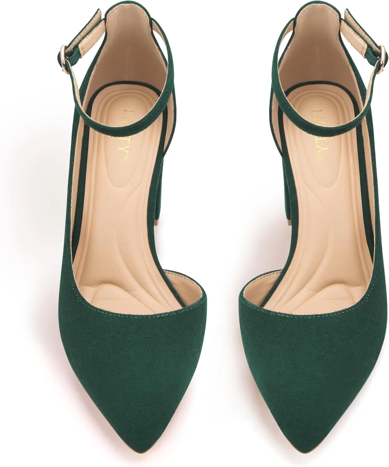 Women's Closed Toe Pumps 3-Inch Chunky Heels Pumps Ankle Strap Dress Wedding Shoes