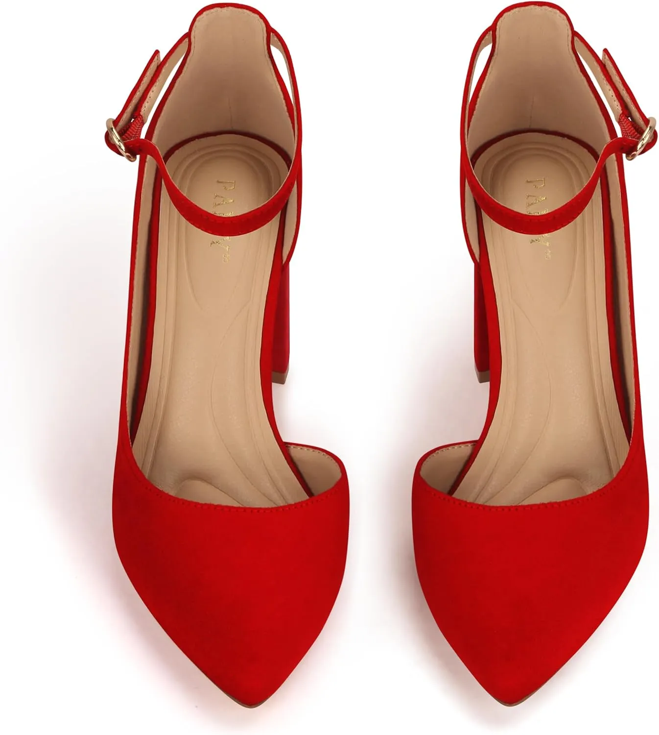 Women's Closed Toe Pumps 3-Inch Chunky Heels Pumps Ankle Strap Dress Wedding Shoes