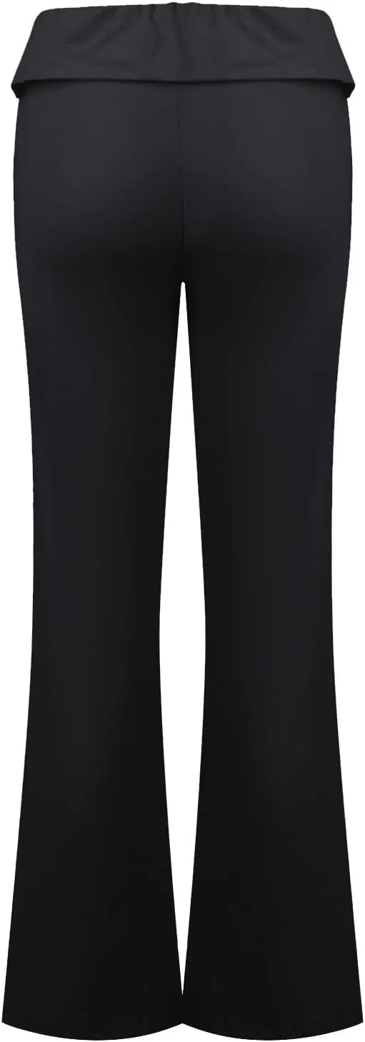 Womens Flare Leggings Low Rise Fold Over Bootcut Yoga Pants Casual Y2K Lounge Pants Comfy Workout Pants
