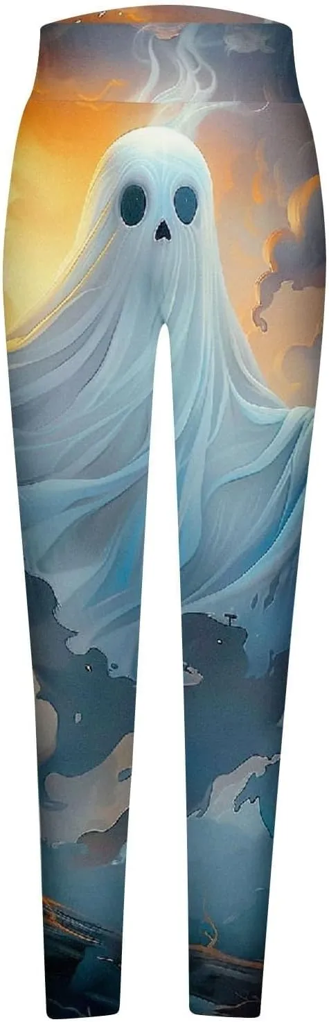 Women's Halloween Pumpkin Leggings High Waist Slim Leggings Yoga Pants Stretchy Athletic Legging Tights Halloween