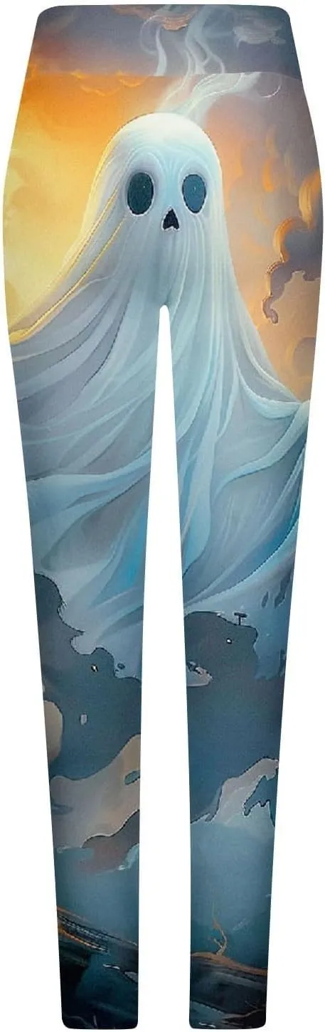 Women's Halloween Pumpkin Leggings High Waist Slim Leggings Yoga Pants Stretchy Athletic Legging Tights Halloween