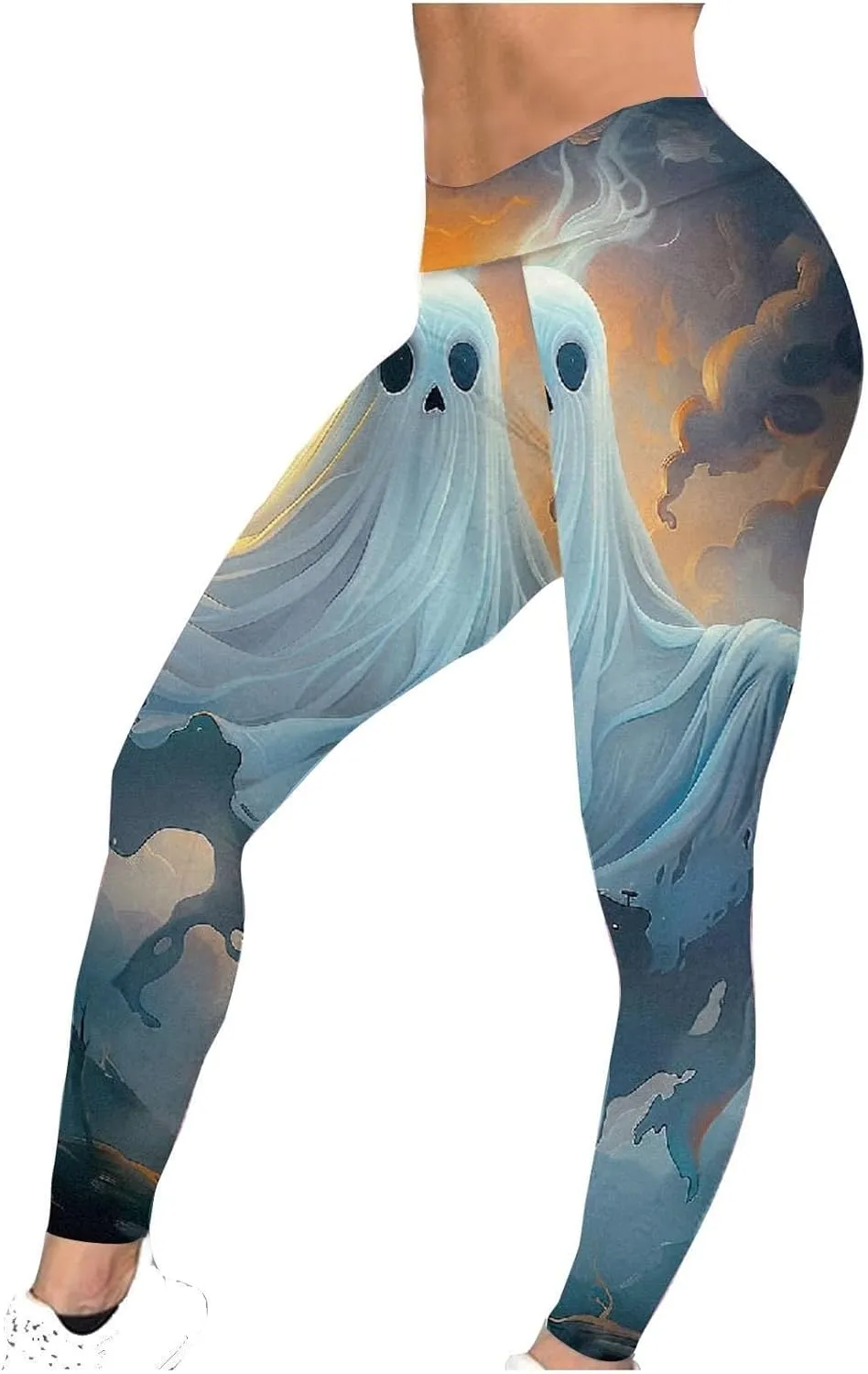 Women's Halloween Pumpkin Leggings High Waist Slim Leggings Yoga Pants Stretchy Athletic Legging Tights Halloween