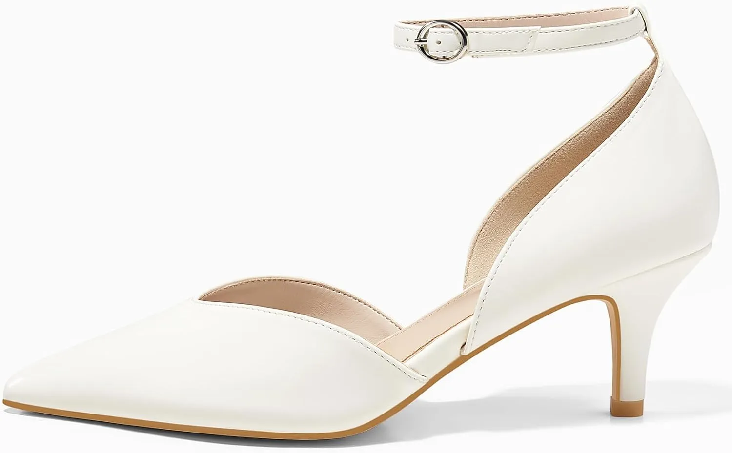 Womens Kitten Heels Comfortable Low Heel Dress Shoes Pointed Toe Ankle Strap Cutout D'Orsay Wedding Party Pumps