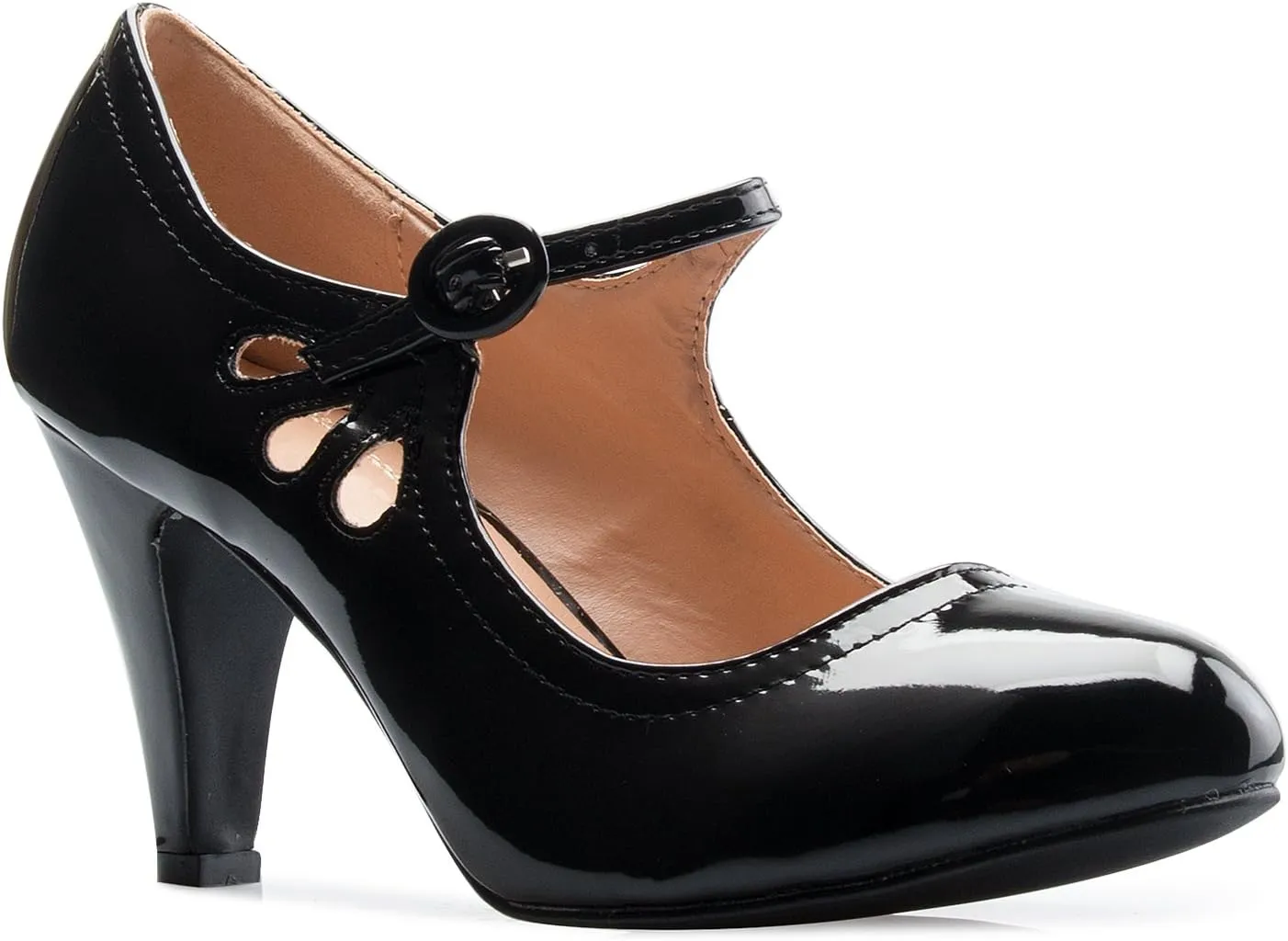 Women's Kitten Heels Mary Jane Pumps - Adorable Vintage Shoes- Unique Round Toe Design with an Adjustable Strap