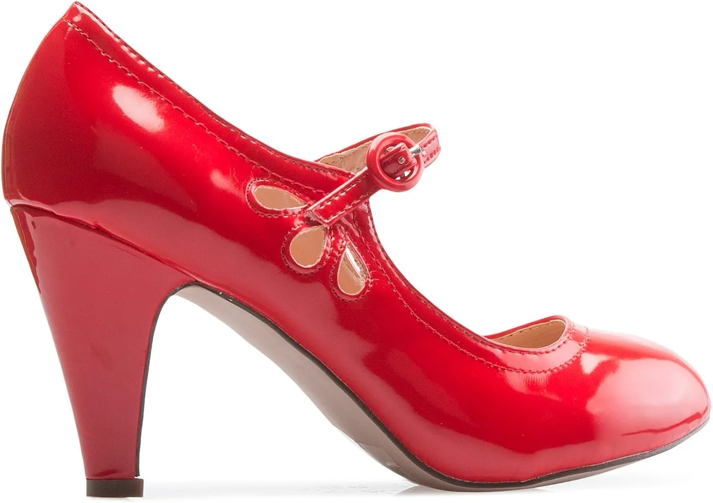 Women's Kitten Heels Mary Jane Pumps - Adorable Vintage Shoes- Unique Round Toe Design with an Adjustable Strap