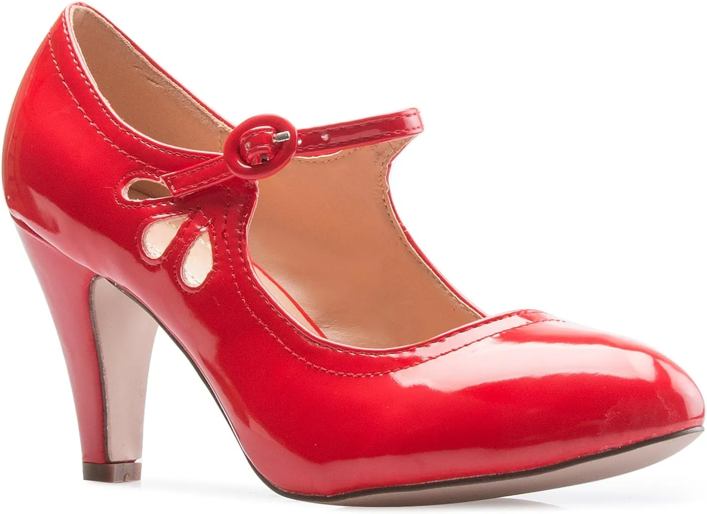 Women's Kitten Heels Mary Jane Pumps - Adorable Vintage Shoes- Unique Round Toe Design with an Adjustable Strap