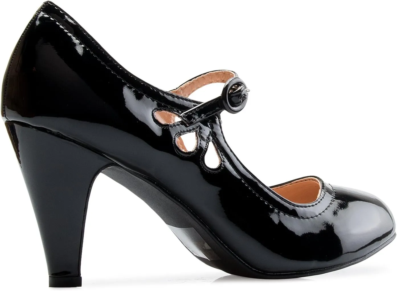 Women's Kitten Heels Mary Jane Pumps - Adorable Vintage Shoes- Unique Round Toe Design with an Adjustable Strap