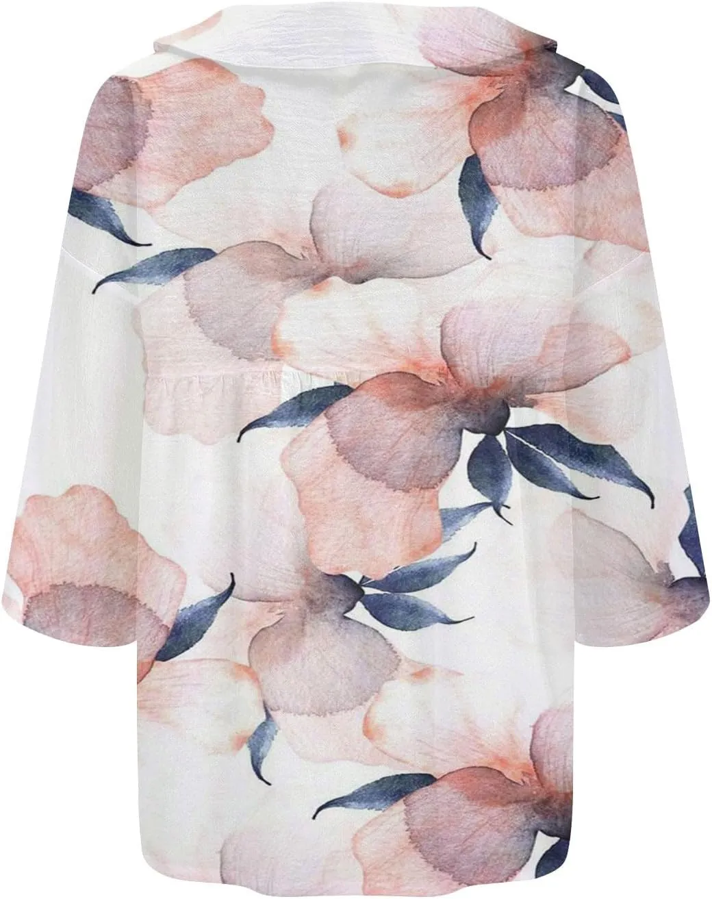 Womens Long Sleeve Button Down Women's Floral Butterfly Print Natural Autumn Casual Long Sleeve Loose Fit Collared