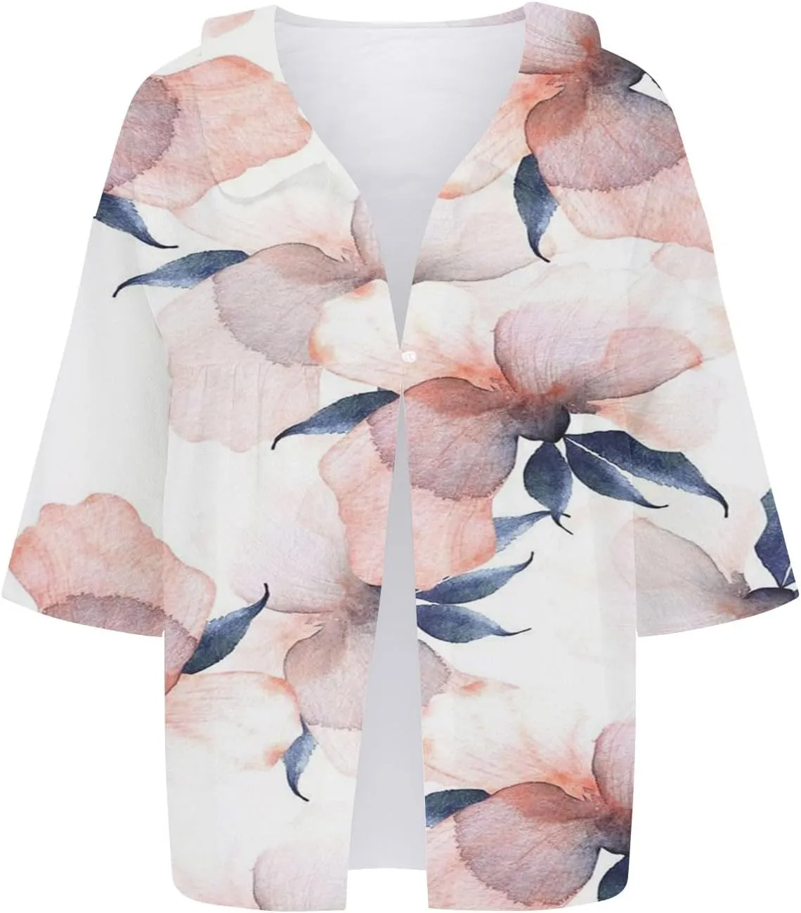 Womens Long Sleeve Button Down Women's Floral Butterfly Print Natural Autumn Casual Long Sleeve Loose Fit Collared