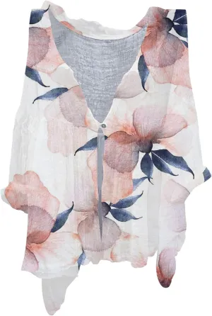 Womens Long Sleeve Button Down Women's Floral Butterfly Print Natural Autumn Casual Long Sleeve Loose Fit Collared