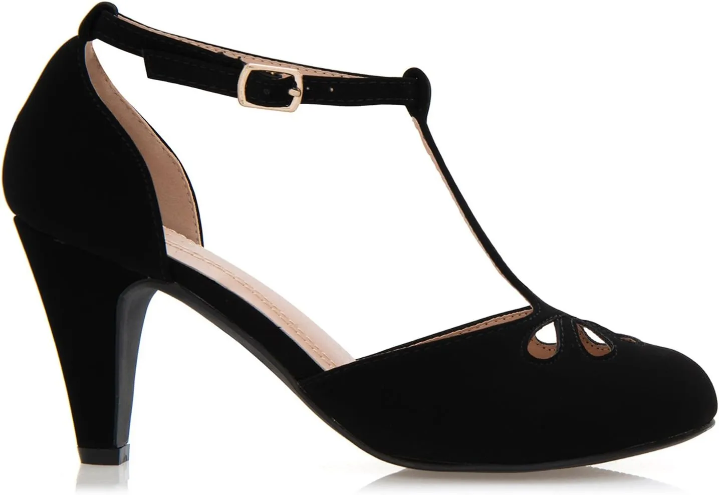Women's Low Heels Mary Jane Pumps - Adorable Vintage Shoes- Unique Round Toe Design with an Adjustable T Strap