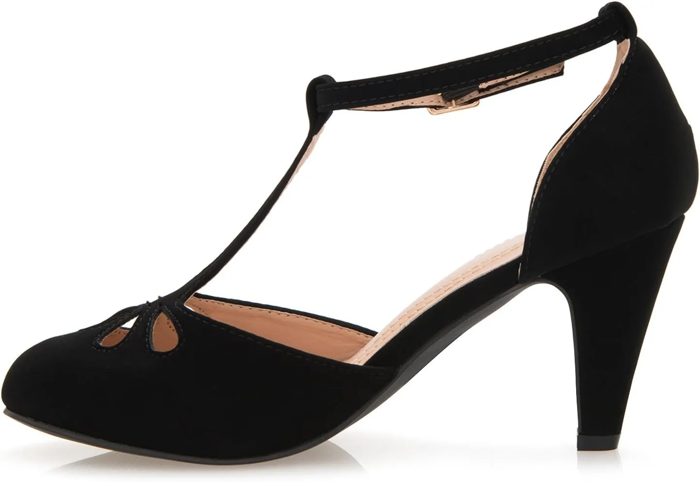 Women's Low Heels Mary Jane Pumps - Adorable Vintage Shoes- Unique Round Toe Design with an Adjustable T Strap