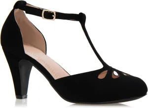 Women's Low Heels Mary Jane Pumps - Adorable Vintage Shoes- Unique Round Toe Design with an Adjustable T Strap