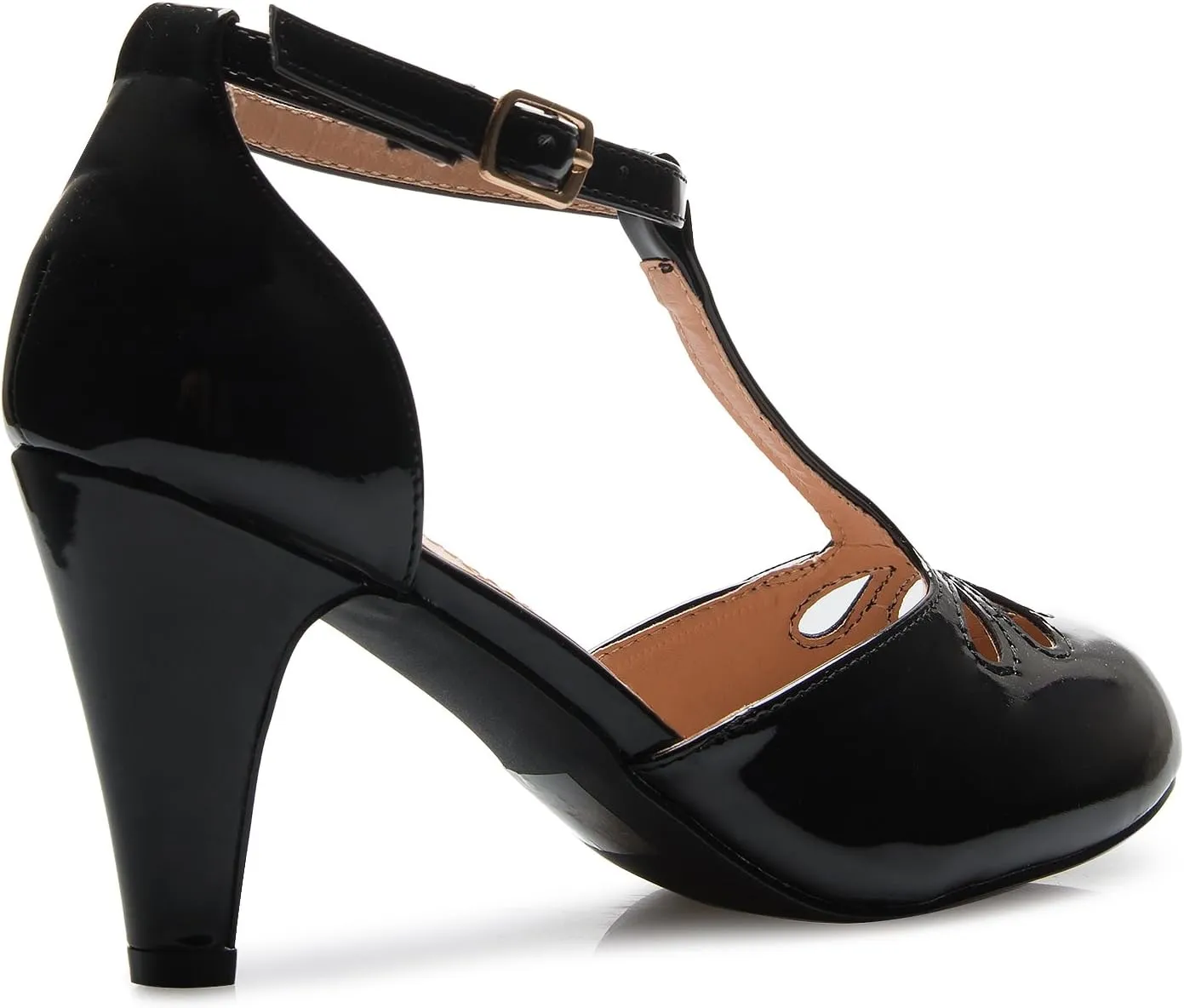 Women's Low Heels Mary Jane Pumps - Adorable Vintage Shoes- Unique Round Toe Design with an Adjustable T Strap