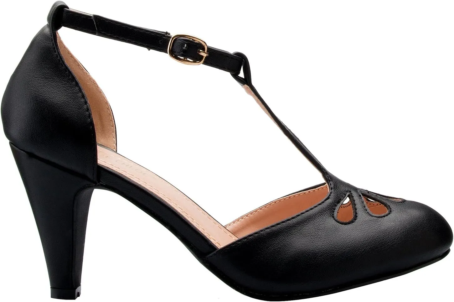 Women's Low Heels Mary Jane Pumps - Adorable Vintage Shoes- Unique Round Toe Design with an Adjustable T Strap