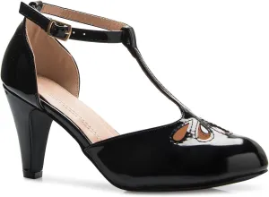 Women's Low Heels Mary Jane Pumps - Adorable Vintage Shoes- Unique Round Toe Design with an Adjustable T Strap