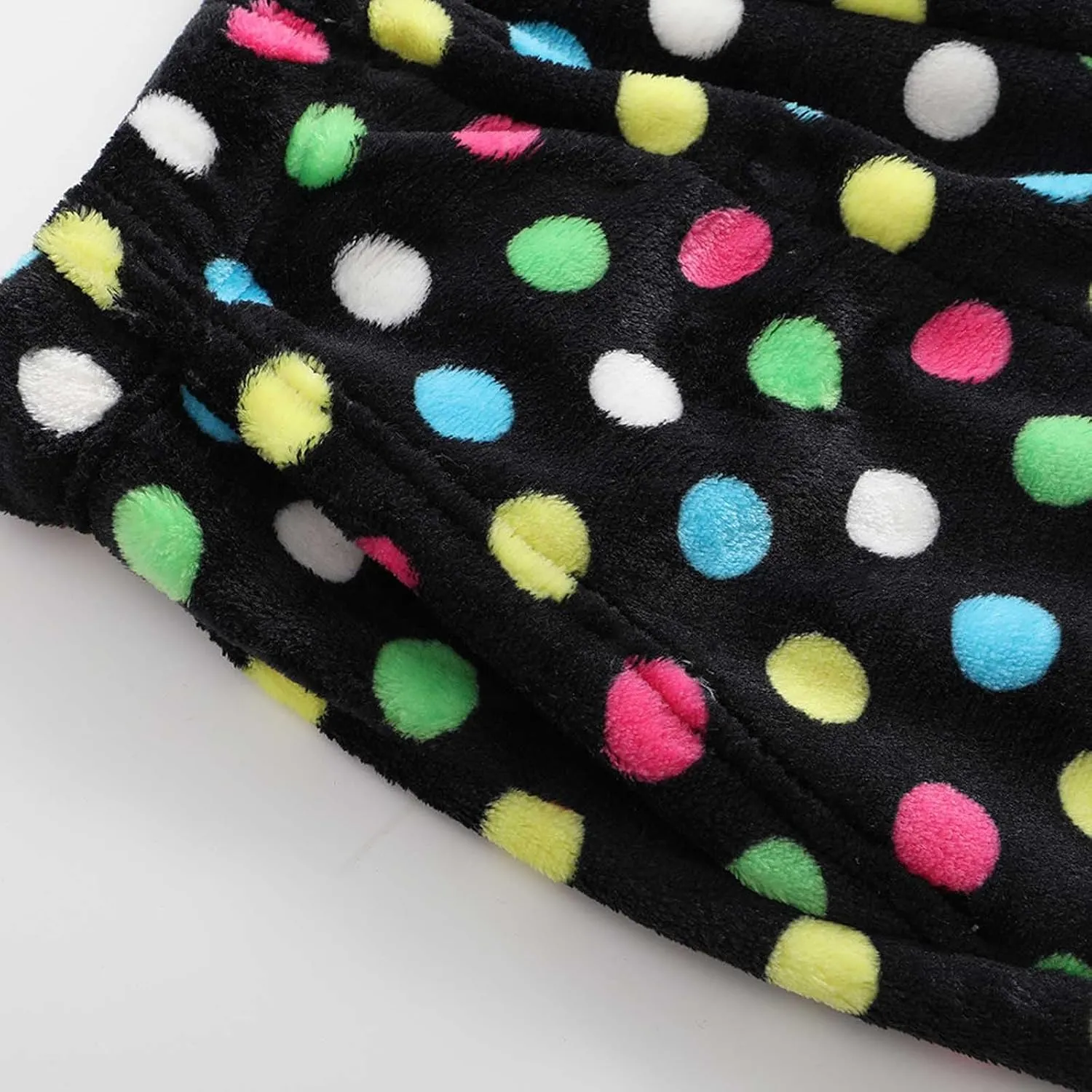 Womens Polka Dot Print Plush Pajama Pants Winter Warm Fleece Fuzzy Pj Bottoms Wide Leg Cozy Lounge Pants Sleepwear