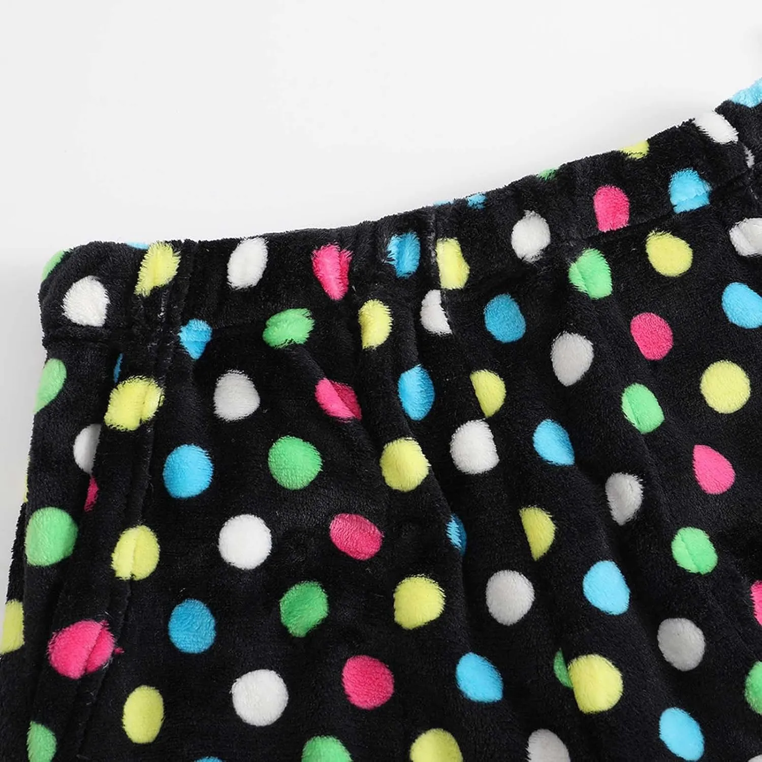 Womens Polka Dot Print Plush Pajama Pants Winter Warm Fleece Fuzzy Pj Bottoms Wide Leg Cozy Lounge Pants Sleepwear
