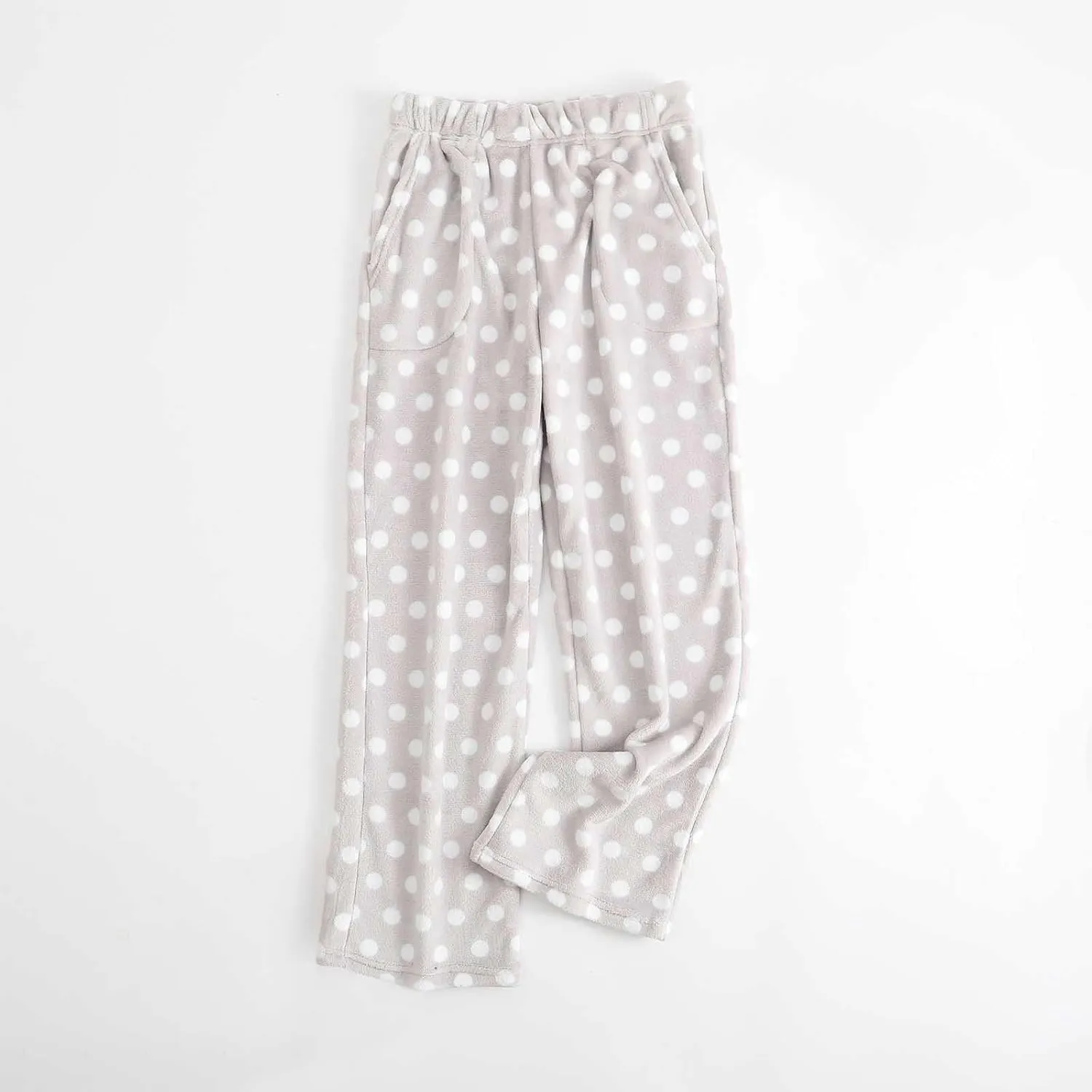 Womens Polka Dot Print Plush Pajama Pants Winter Warm Fleece Fuzzy Pj Bottoms Wide Leg Cozy Lounge Pants Sleepwear