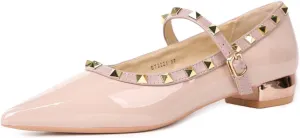 Women's Suede Pointed Toe Rivet Flats Comfort Shallow Slip On Casual Versatile Dress Shoes for Wedding Party Y2kk