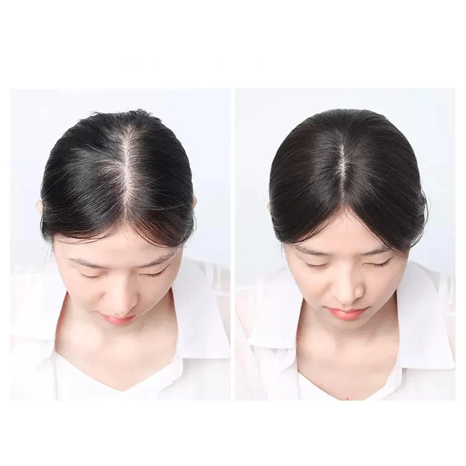 Women's Wig Wig Girls Head Patch White Hair Real Hair Thin Fluffy Increase Hair Volume Wig Piece Women's Wigs Hair Piece(07-(7-8) 30CM-black)
