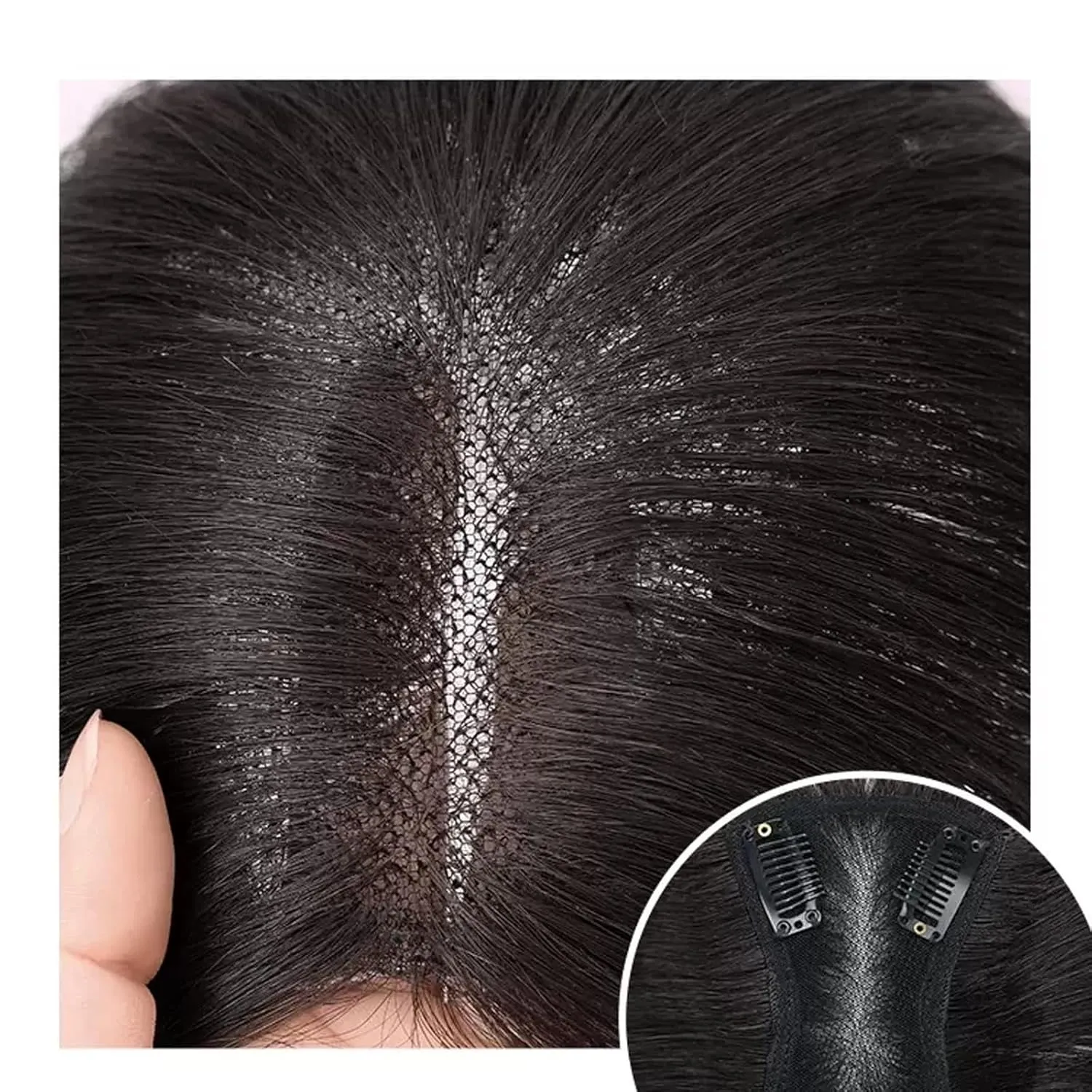 Women's Wig Wig Piece Female Head of Hair Patch Piece Cover White Hair Real Hair Real Hair Fluffy Increase Hair Volume Wig Piece Women's Wigs Hair Piece(02-(7x8) 25CM chestnut brown)