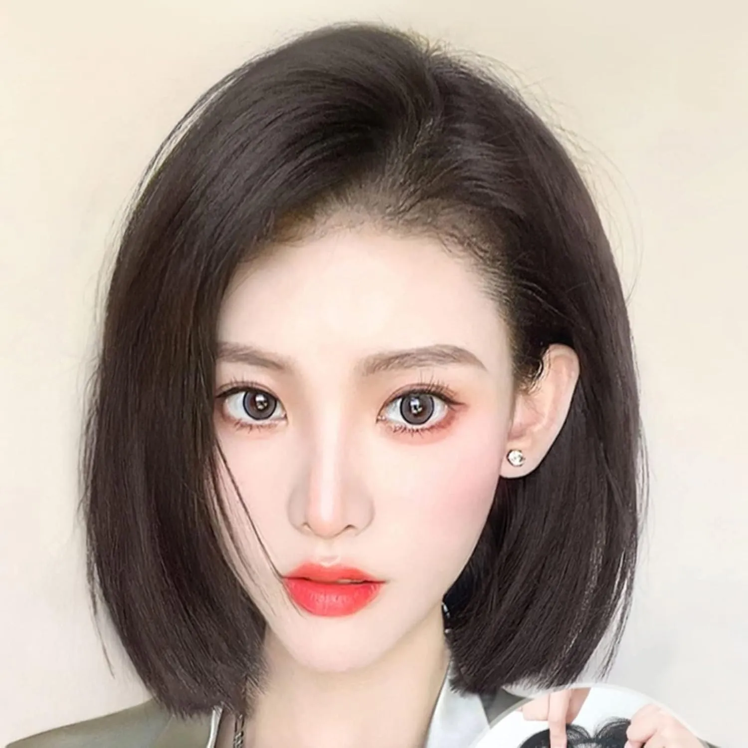 Women's Wig Wig Piece Female Head of Hair Patch Piece Cover White Hair Real Hair Real Hair Fluffy Increase Hair Volume Wig Piece Women's Wigs Hair Piece(02-(7x8) 25CM chestnut brown)