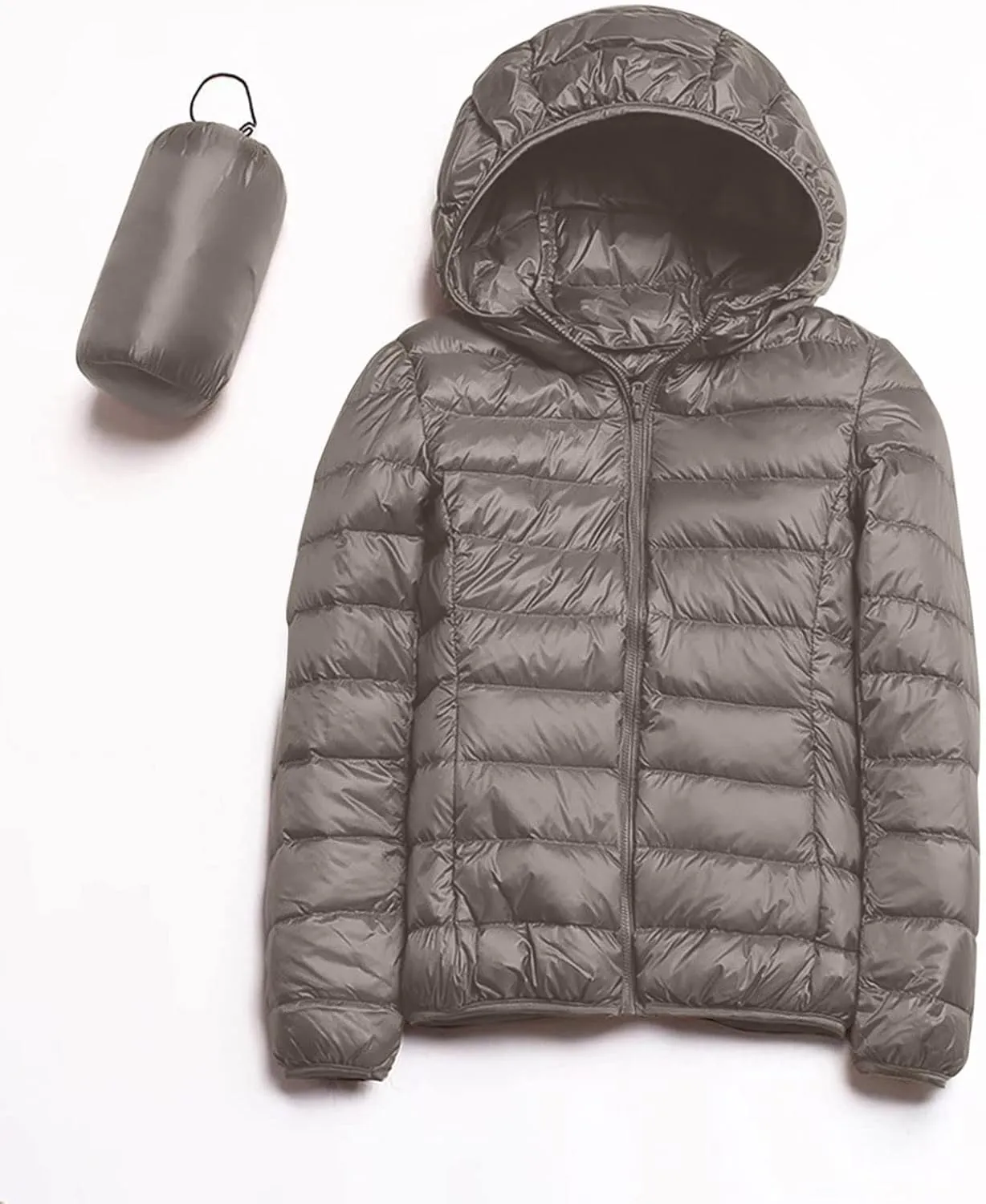 Women's Winter Zip Puffer Jacket Lightweight Packable Hooded Puffer Jacket Warm Down Coats Waterproof Ski Jackets