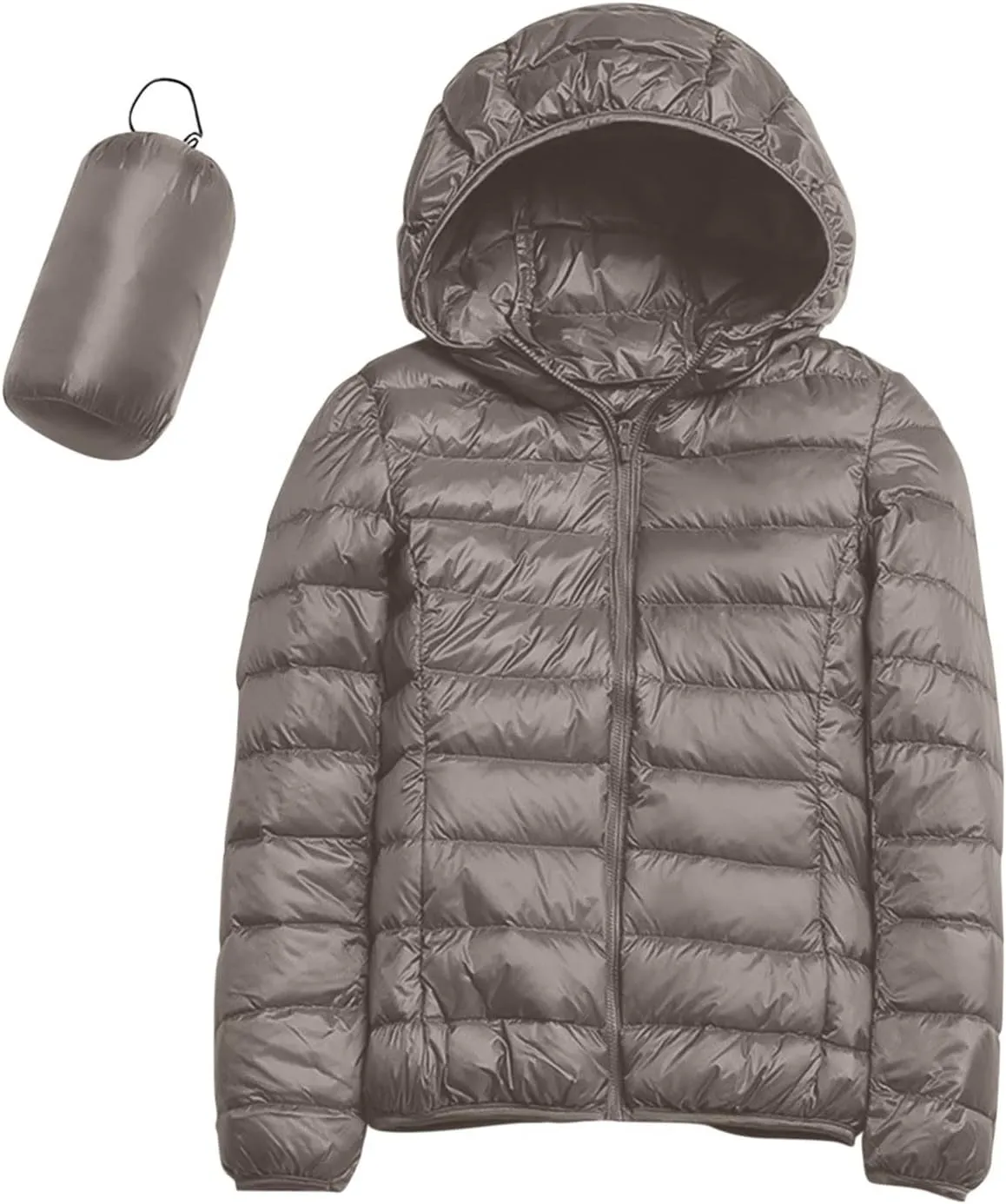 Women's Winter Zip Puffer Jacket Lightweight Packable Hooded Puffer Jacket Warm Down Coats Waterproof Ski Jackets