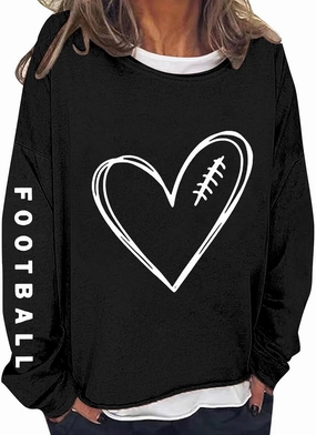 Womens Football Sequin Y2k Sweatshirt Lover Gift Loose Casual Long Sleeve Sweatshirt Tops Football Rugby Game Day